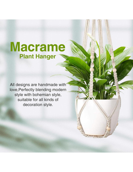 Juego de 2 colgadores de plantas LEWESU 89 cm marfil macramé Juego de 2 colgadores de plantas LEWESU 89 cm marfil macramé