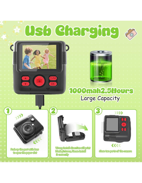 Cámara Instantánea WEEFUN para Niños 1080P 32GB Negra Cámara Instantánea WEEFUN para Niños 1080P 32GB Negra