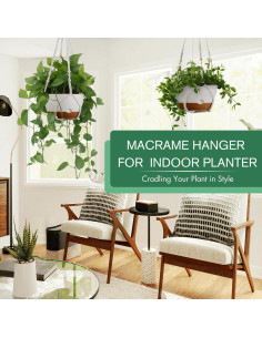 Juego de 2 macetas colgantes autorriego Montresor 25 cm Blanco 2