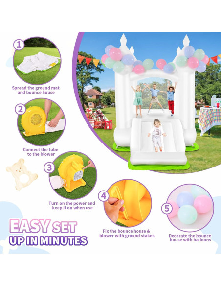 Castillo Inflable AKEYDIY Blanco con Ventilador 257.5x177.8cm Castillo Inflable AKEYDIY Blanco con Ventilador 257.5x177.8cm