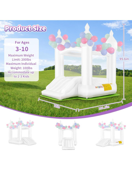 Castillo Inflable AKEYDIY Blanco con Ventilador 257.5x177.8cm Castillo Inflable AKEYDIY Blanco con Ventilador 257.5x177.8cm
