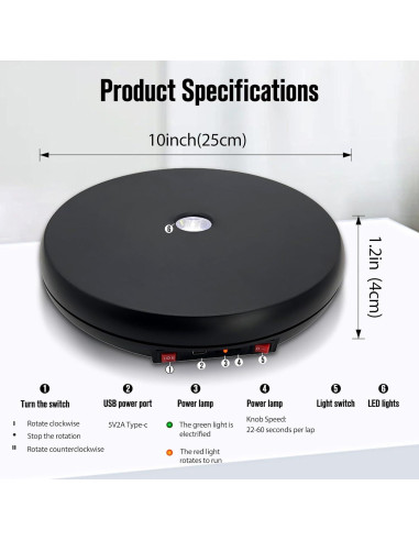 Soporte Rotatorio Motorizado JAYEGT 25 cm con Luz LED 25 kg