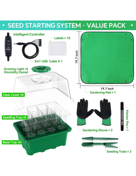 Kit de Inicio de Semillas Framokoko 5 Paquetes con Luz LED Kit de Inicio de Semillas Framokoko 5 Paquetes con Luz LED