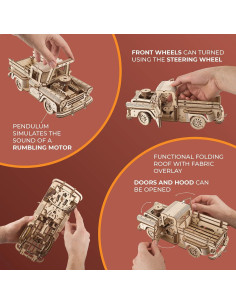 Puzzle 3D de Madera UGEARS Pickup Leñador Chevrolet 3100 - 460 Pcs 2