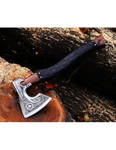 Hacha Vikinga Wazir Crafts 48 cm Acero al Carbono con Funda