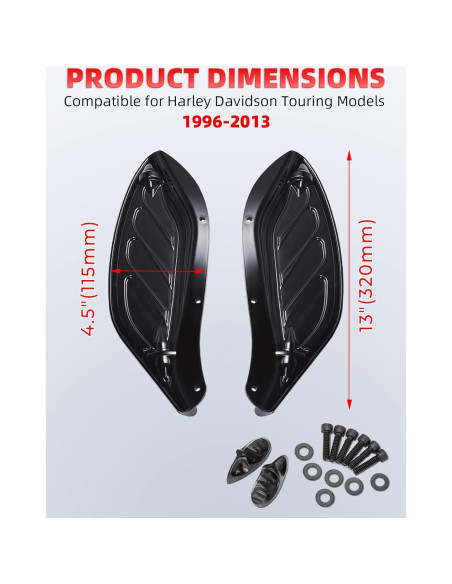 Kit Deflectores de Aire Ajustables Negros Amazicha para Harley 1996-2013 Kit Deflectores de Aire Ajustables Negros Amazicha para Harley 1996-2013