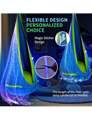 Columpio Sensorial OUTREE con Luz de Fibra Óptica Azul