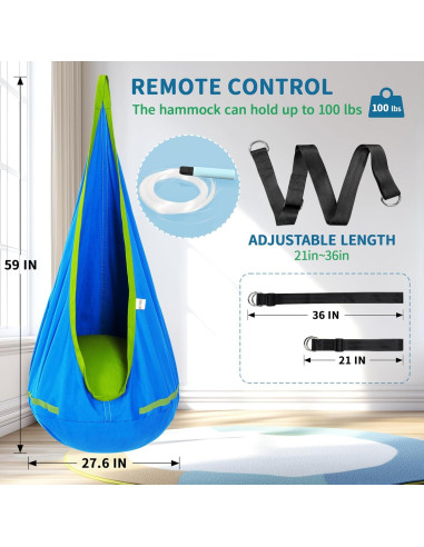Columpio Sensorial OUTREE con Luz de Fibra Óptica Azul