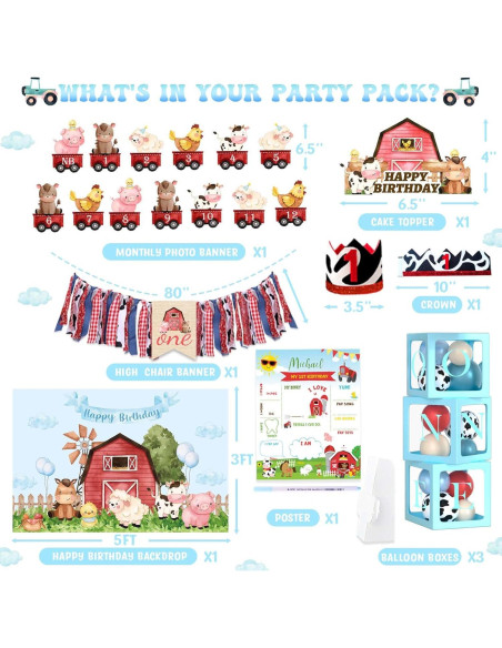 Decoraciones de Fiesta de Granja para Niños - Party Inspo - 160 Pcs Decoraciones de Fiesta de Granja para Niños - Party Inspo - 160 Pcs