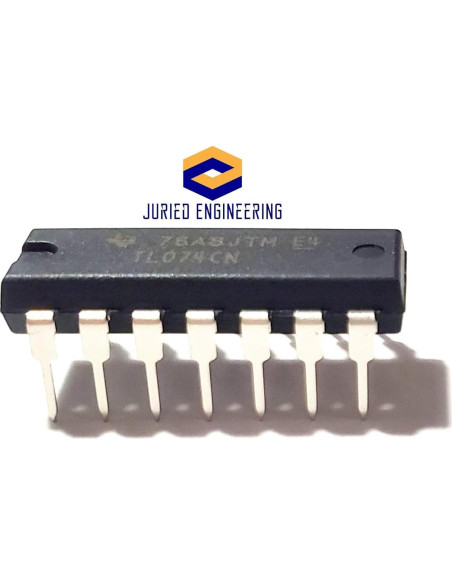 Amplificador Operacional Cuádruple TL074CN TI - Bajo Ruido, 10 Unidades Amplificador Operacional Cuádruple TL074CN TI - Bajo Ruido, 10 Unidades