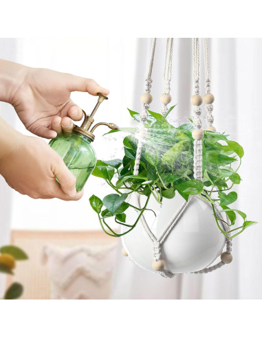 Soporte Colgante de Plantas EWPJDK 3 PCS Macramé Blanco Marfil