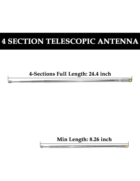 Antena Telescópica Aifeier ET 2 Pcs 61 cm Acero Inoxidable Antena Telescópica Aifeier ET 2 Pcs 61 cm Acero Inoxidable