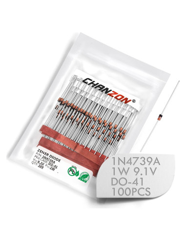 Paquete de 100 Diodos Zener Chanzon 1N4739A 1W 9.1V DO-41
