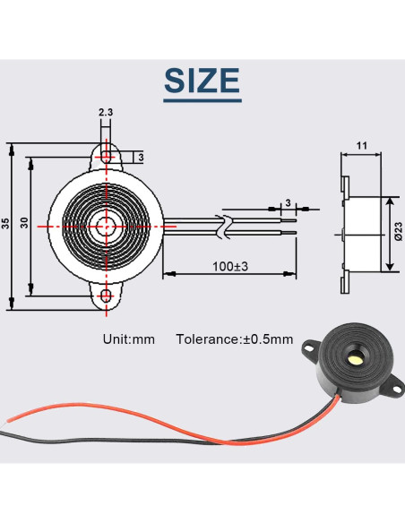 10 Zumbadores Piezoeléctricos Activos DC 3-24V DAOKAI 10 Zumbadores Piezoeléctricos Activos DC 3-24V DAOKAI