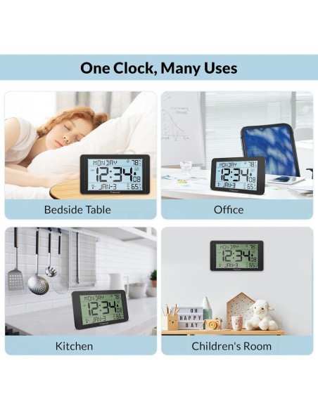 Reloj Atómico Geevon con Sensor de Temperatura - Pantalla 27.4cm Reloj Atómico Geevon con Sensor de Temperatura - Pantalla 27.4cm