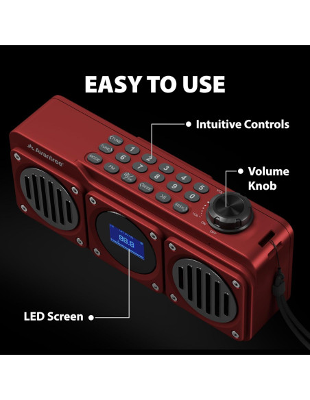 Avantree Boombyte - Radio FM portátil Bluetooth 4 en 1 Rojo Avantree Boombyte - Radio FM portátil Bluetooth 4 en 1 Rojo