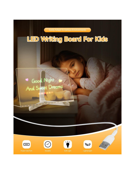 Tablero de Notas LED Soobeeke 30x20 cm Acrílico Iluminado Tablero de Notas LED Soobeeke 30x20 cm Acrílico Iluminado