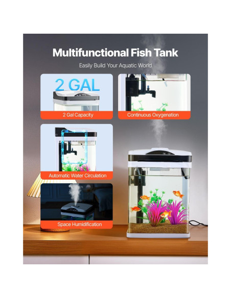 Acuario VEVOR 7.57L con LED y Autolimpieza para Peces Acuario VEVOR 7.57L con LED y Autolimpieza para Peces