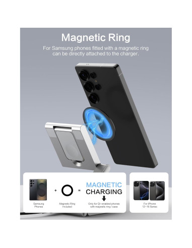 Cargador Magnético 3 en 1 BRIMFORD Qi2 para Samsung Plata