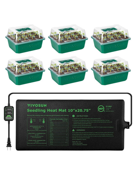 Bandejas de Inicio de Semillas VIVOSUN 72 Celdas con Almohadilla Térmica Bandejas de Inicio de Semillas VIVOSUN 72 Celdas con Almohadilla Térmica