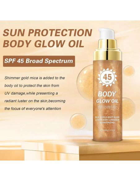 Aceite Bronceador QIUFSSE con Brillos y Coco SPF 45 109.8 ml Aceite Bronceador QIUFSSE con Brillos y Coco SPF 45 109.8 ml