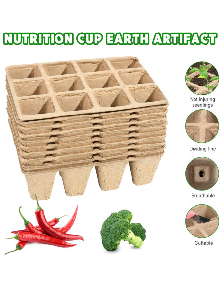 10 Paquetes Bandejas de Germinación Biodegradables Loongesho 10 Paquetes Bandejas de Germinación Biodegradables Loongesho