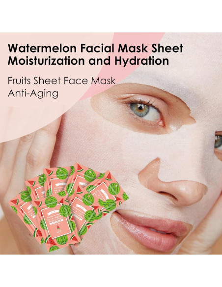 Paquete de 10 Mascarillas Faciales de Sandía GUOYAOLIFU Paquete de 10 Mascarillas Faciales de Sandía GUOYAOLIFU