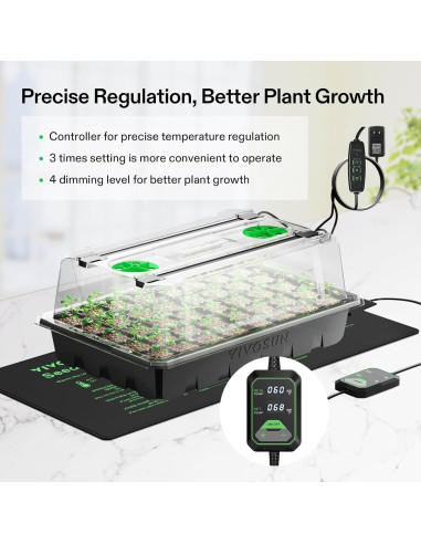 Bandeja de Inicio de Semillas VIVOSUN 40 Celdas con Luz LED