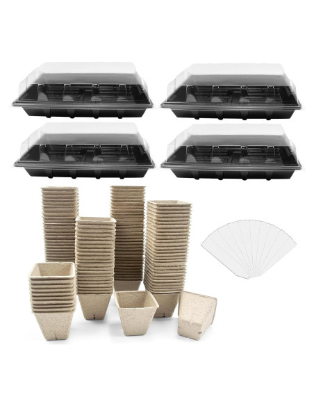 JOPY Kit de Bandejas para Iniciar Semillas 4 Piezas 120 Macetas JOPY Kit de Bandejas para Iniciar Semillas 4 Piezas 120 Macetas
