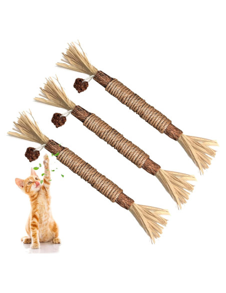 Paquete de 3 Palos Masticables de Plata para Gatos GBSYU Paquete de 3 Palos Masticables de Plata para Gatos GBSYU
