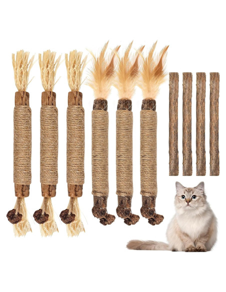 Bissap 10 PCS Palos de Silvervine para Gatos - Juguetes Dentales Naturales Bissap 10 PCS Palos de Silvervine para Gatos - Juguetes Dentales Naturales