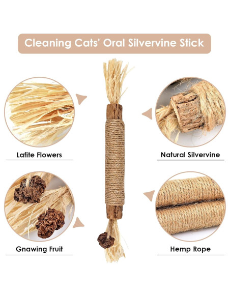 Bissap 10 PCS Palos de Silvervine para Gatos - Juguetes Dentales Naturales Bissap 10 PCS Palos de Silvervine para Gatos - Juguetes Dentales Naturales