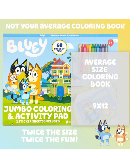 Papel de Colorear Jumbo Bluey 60 Páginas + 10 Crayones Papel de Colorear Jumbo Bluey 60 Páginas + 10 Crayones