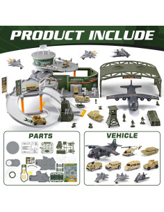Juego de Pista de Carreras Militar XDUOYJOY con Aviones y Tanques 2