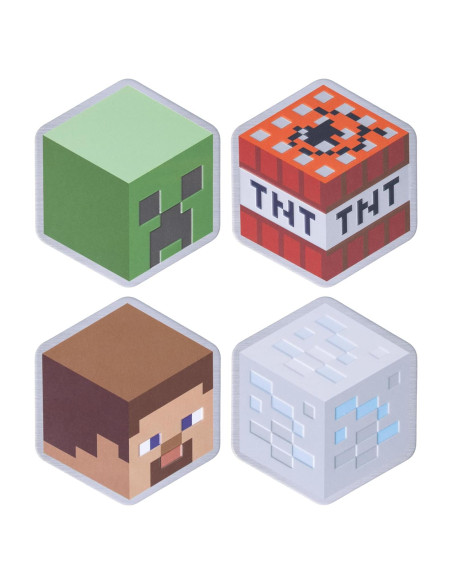 Set de 4 Posavasos de Metal Minecraft Paladone con Respaldo de Corcho Set de 4 Posavasos de Metal Minecraft Paladone con Respaldo de Corcho