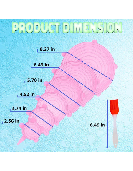 Tapas de Silicona Estirables Genérico - Paquete de 18, 6 Tamaños Tapas de Silicona Estirables Genérico - Paquete de 18, 6 Tamaños