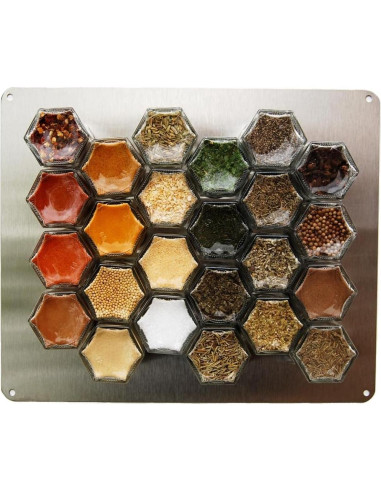 Estante Magnético de Especias Gneiss Spice 24 Tarros Acero Inoxidable