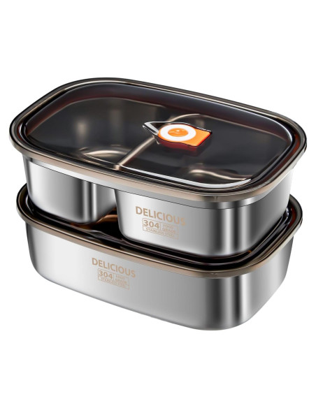 Caja Bento Acero Inoxidable Kabbas 1.2L y 1.7L Hermética Caja Bento Acero Inoxidable Kabbas 1.2L y 1.7L Hermética