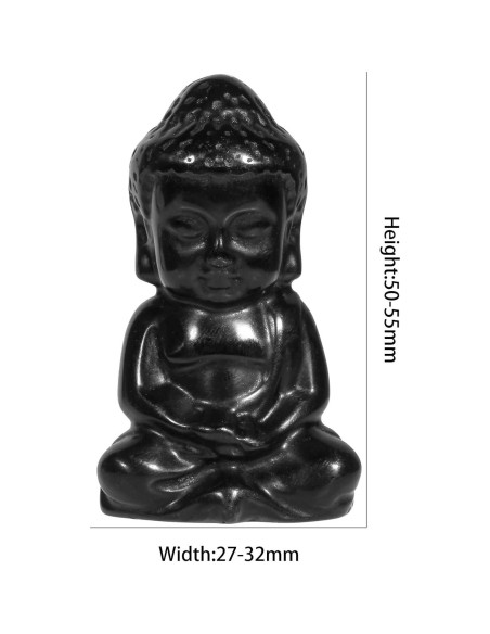 Estatua de Buda Bebé Rockcloud de Cristal Negro 50-55mm Estatua de Buda Bebé Rockcloud de Cristal Negro 50-55mm