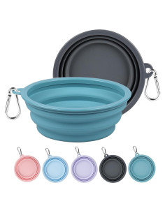 Cuencos Colapsables para Perros Kytely 650ml 2 Pack Azul Gris