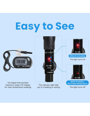 Calentador de Acuario AQUANEAT 200W con Termómetro Digital