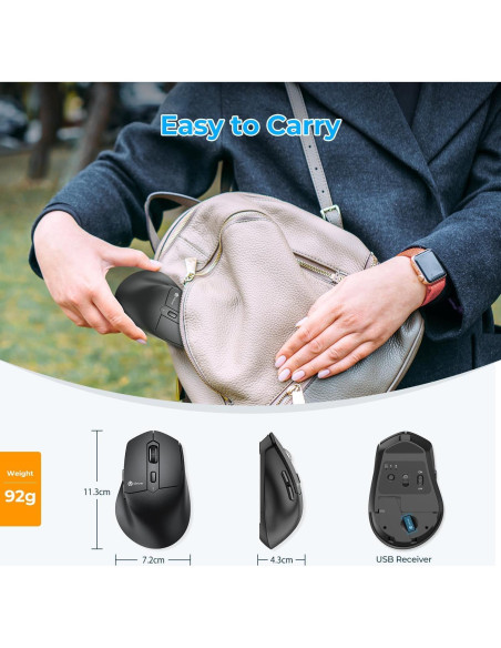 Ratón Ergonómico Bluetooth iClever MD360 Recargable 90 Días Ratón Ergonómico Bluetooth iClever MD360 Recargable 90 Días