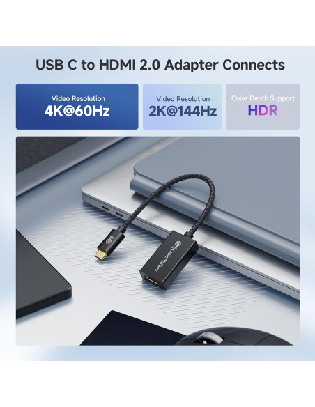 Adaptador USB C a HDMI 4K 60Hz Cable Matters Negro Adaptador USB C a HDMI 4K 60Hz Cable Matters Negro
