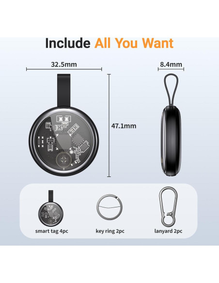 Etiquetas de Rastreo Bluetooth TSIEUSL TX15 - Paquete de 4 Etiquetas de Rastreo Bluetooth TSIEUSL TX15 - Paquete de 4