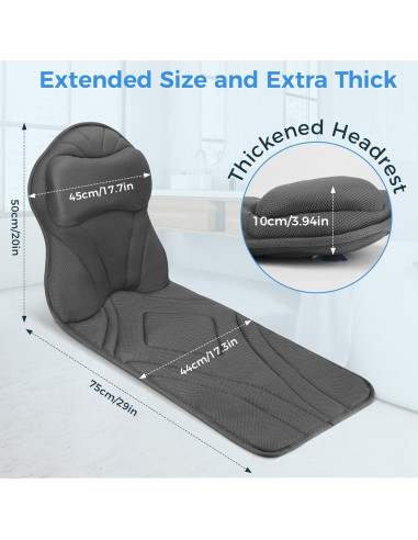 Almohada de Baño Ergonómica LOOWARTS 129.5x43.2cm Gris