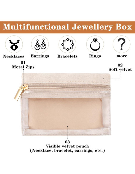 Bolsa de Joyería de Terciopelo Meyeyaia 12 Pcs Beige Bolsa de Joyería de Terciopelo Meyeyaia 12 Pcs Beige