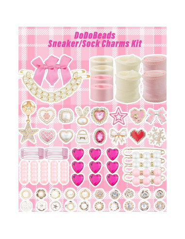 Kit de Encantos Rosa DoDoBeads 95 Piezas para Zapatillas