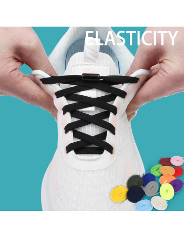 ZHENTOR Cordones Elásticos Sin Nudos 119 cm Negro - 2 Pares