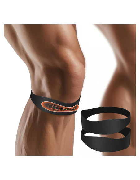 2PCS Banda de Patela OPOX Soporte Rodilla Alivio Dolor Negro 2PCS Banda de Patela OPOX Soporte Rodilla Alivio Dolor Negro