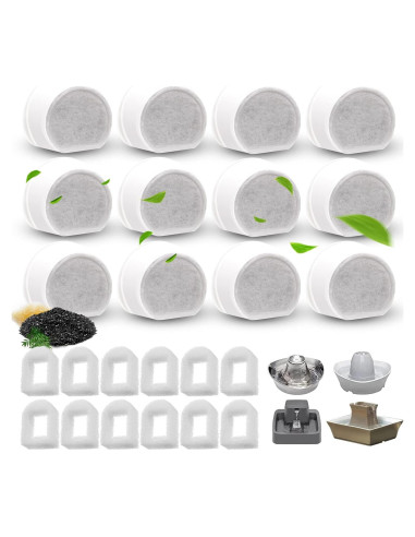 Filtros de Carbón Activado RASIEYA para Fuente de Agua Mascotas 24 Pcs